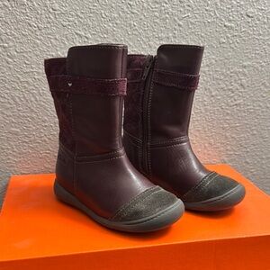 Purple Leather Boots with Suede Accents